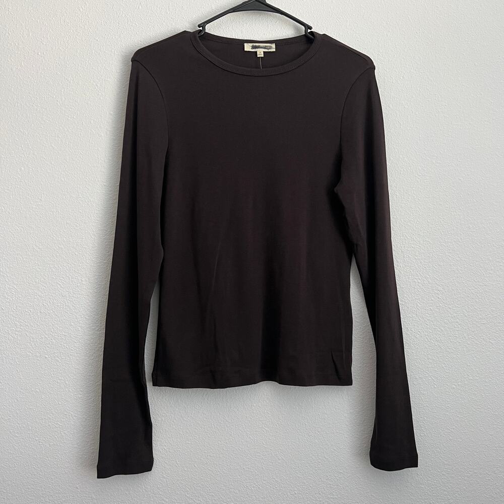 Madewell Crewneck Long Sleeve Tee in SoSoft Cotton Medium Brown